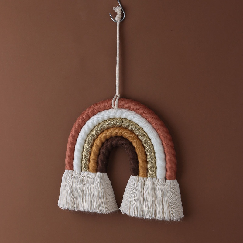Phụ Kiện Trang Trí Hình Cầu Vồng Bằng Vải Dệt Phong Cách Boho Bắc Âu