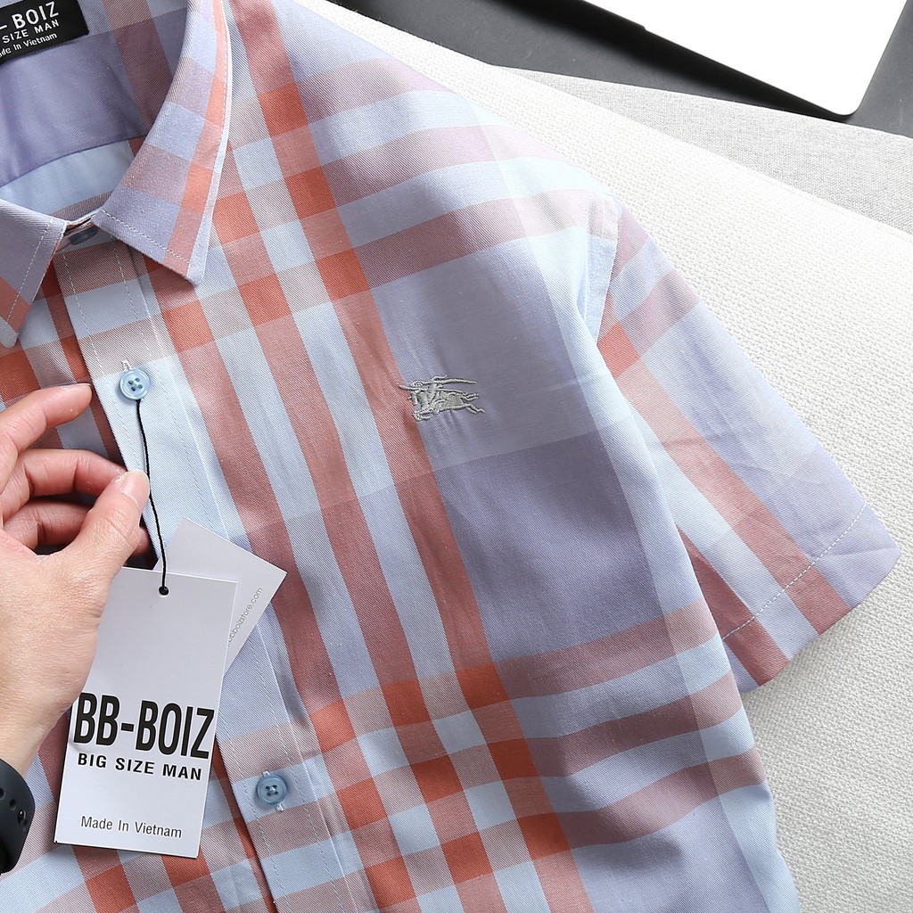 [bigsize &lt; 125kg] ÁO SƠ MI NAM tay ngắn caro BBR BIGSIZE