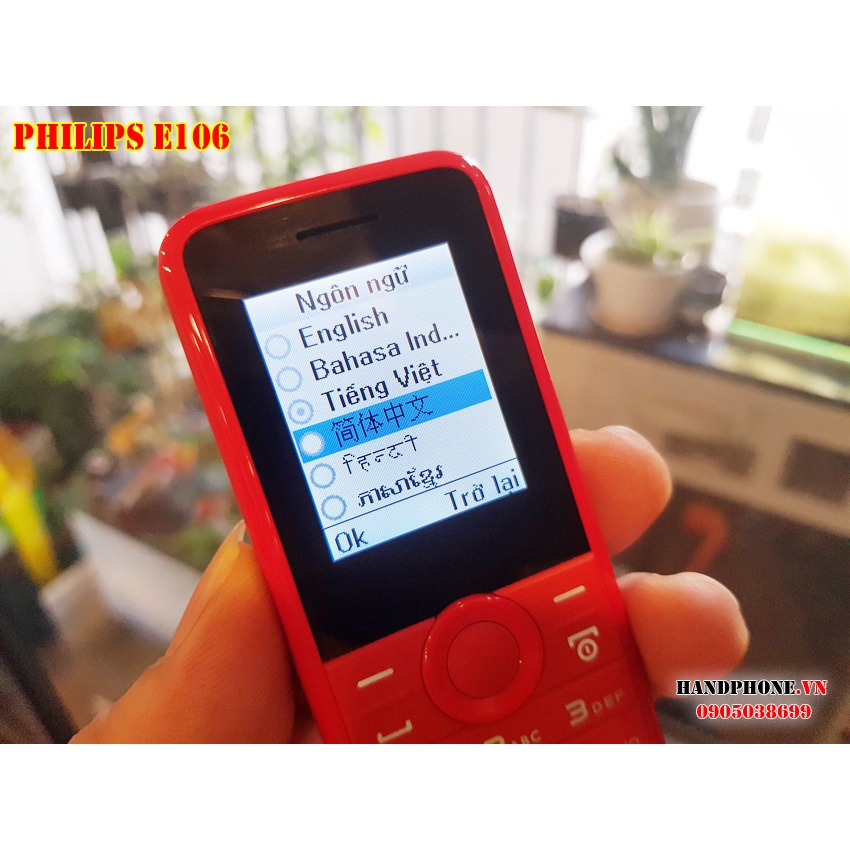 Clear kho Điện thoại Philips E106 2 sim pin bền, điện thoại không chụp hình giá rẻ chính hãng