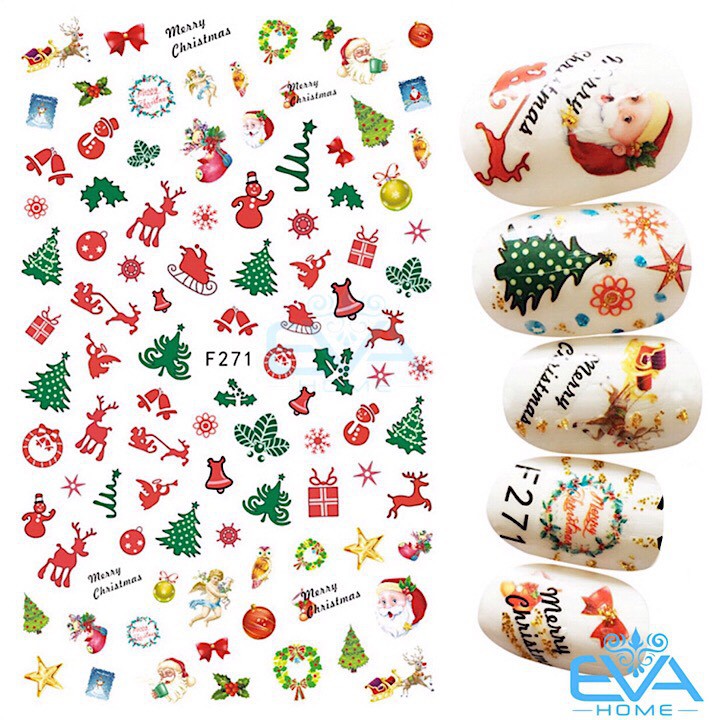 Miếng Dán Móng Tay 3D Nail Sticker Tráng Trí Noel Giáng Sinh F271