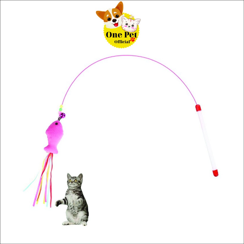 [Mã PET50K giảm Giảm 10% - Tối đa 50K đơn từ 250K] Cần câu Mèo có gắn lông vũ, Đồ chơi Mèo dây thép - One Pet Shop
