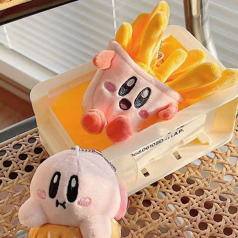 Móc Khóa Búp Bê Nhồi Bông Hình Hoạt Hình Kirby Hamburger Khoai Tây Chiên