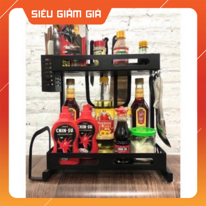 KỆ GIA VỊ 2 TẦNG SẮT PHỦ SƠN TÍNH ĐIỆN SIÊU BỀN