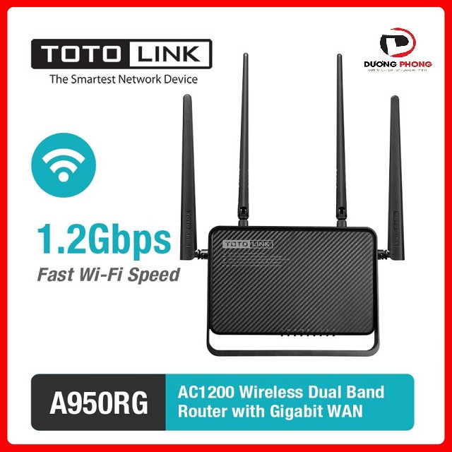 [Mã ELMS5 giảm 7% đơn 300K] Bộ phát Wifi TotoLink A950RG 4 Anten 1200Mbps Chính Hãng - BH 24 Tháng