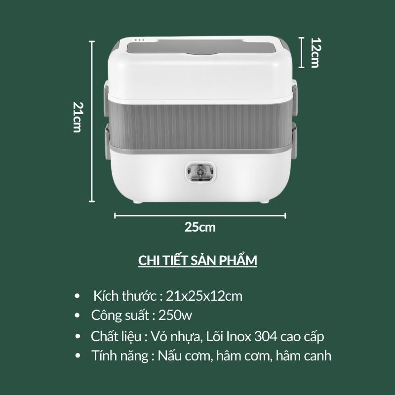 Hộp Cơm Cắm Điện 2 Tầng 4 Ngăn Bằng Inox Giữ Nhiệt, Hâm Nóng Và Tự Nấu Chín, Cà Men Đựng Cơm Đi Làm