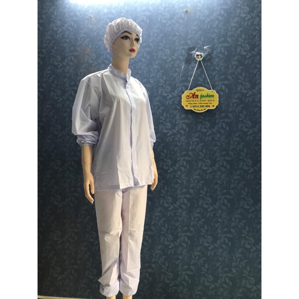 Nón vải trùm tóc công nhân thủy sản, thực phẩm - Mũ trùm tóc y tế, bảo hộ màu trắng