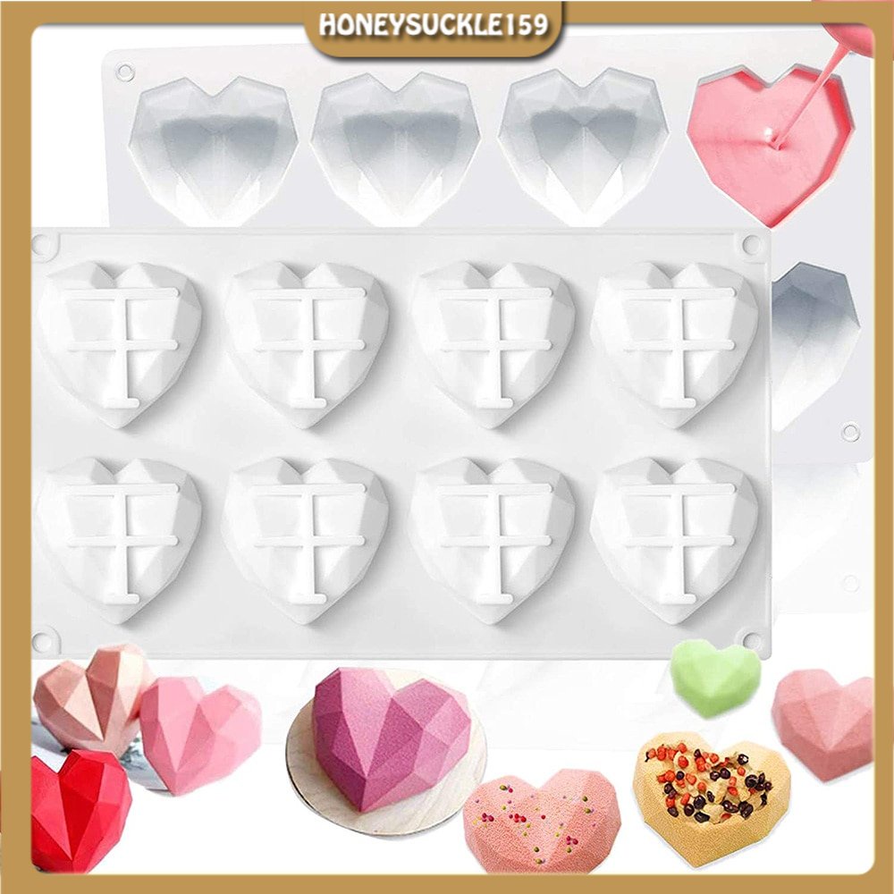 Khuôn Silicon 3D Hình Kim Cương Trái Tim/Khuôn Tạo Hình Cho Bánh Xốp Mousse Chocolate