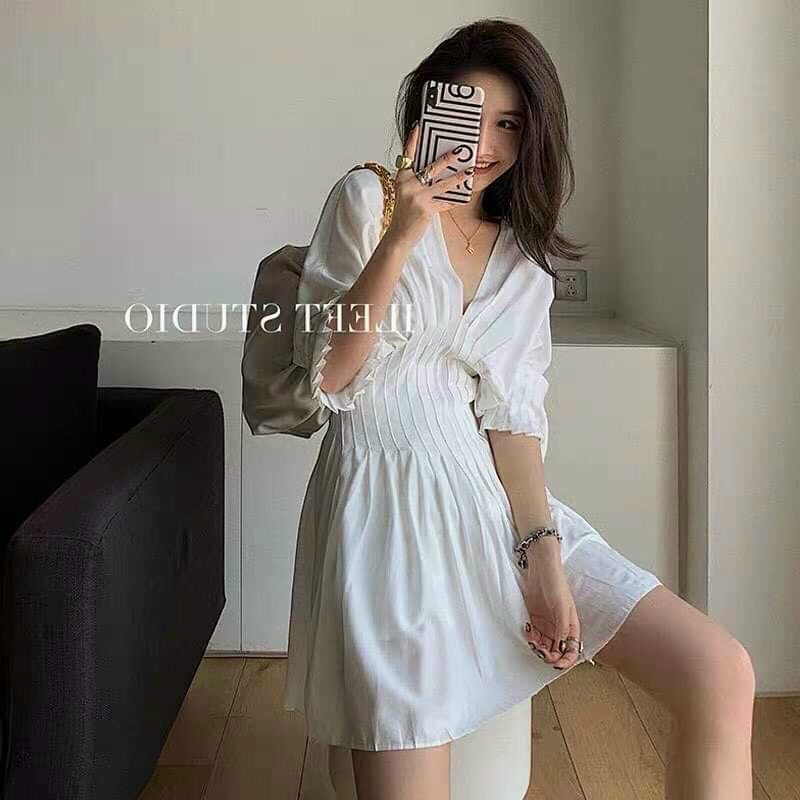 ĐẦM XINH KIO DRESS form chuẩn tay lỡ thiết kế cho các nàng dự tiệc phần xếp li tinh tế