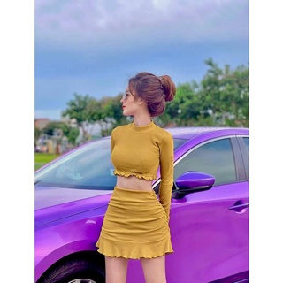 set chân váy áo croptop ôm body