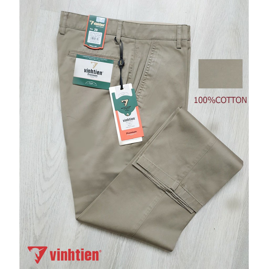 Quần Kaki Trơn 100% Cotton Trung Niên Vĩnh Tiến Cao Cấp