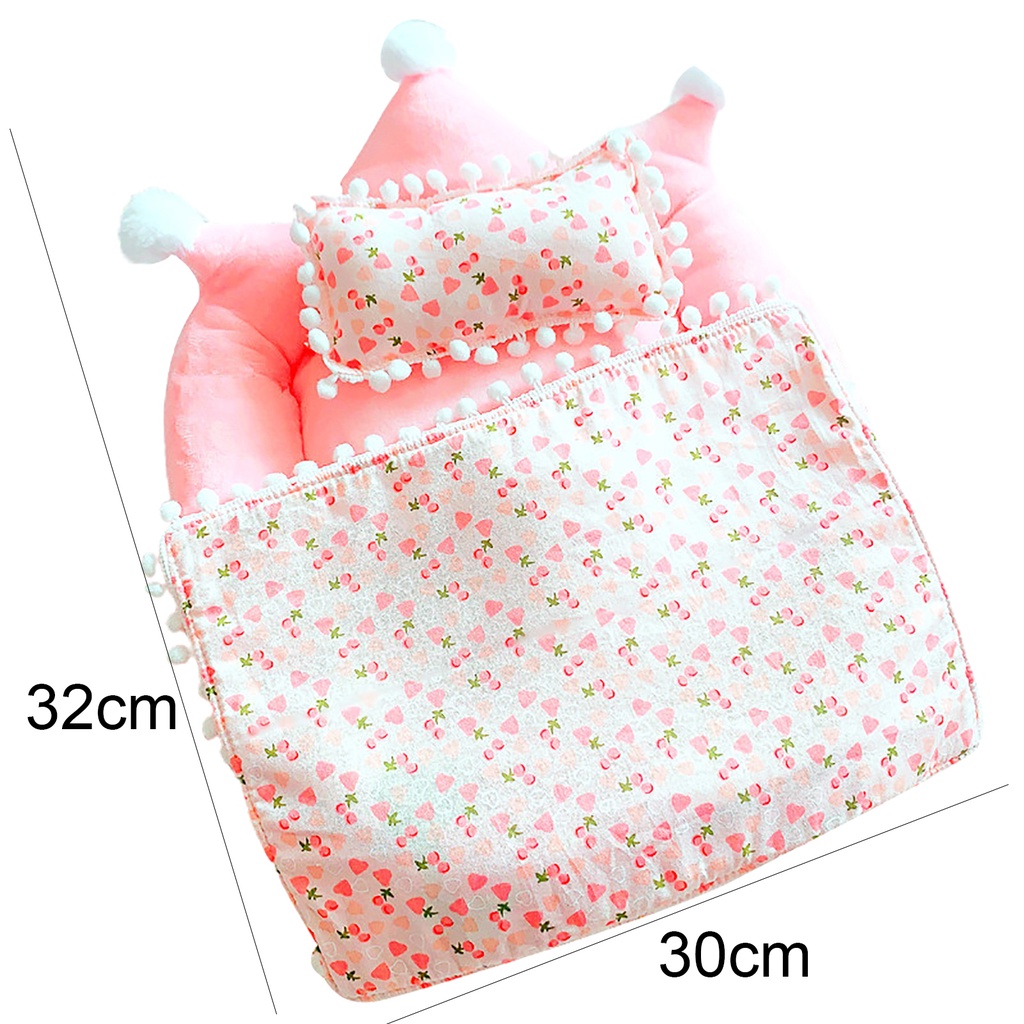 Wis| Bộ Đồ Chơi Giường Ngủ Búp Bê Bằng Vải Bông Dễ Giặt