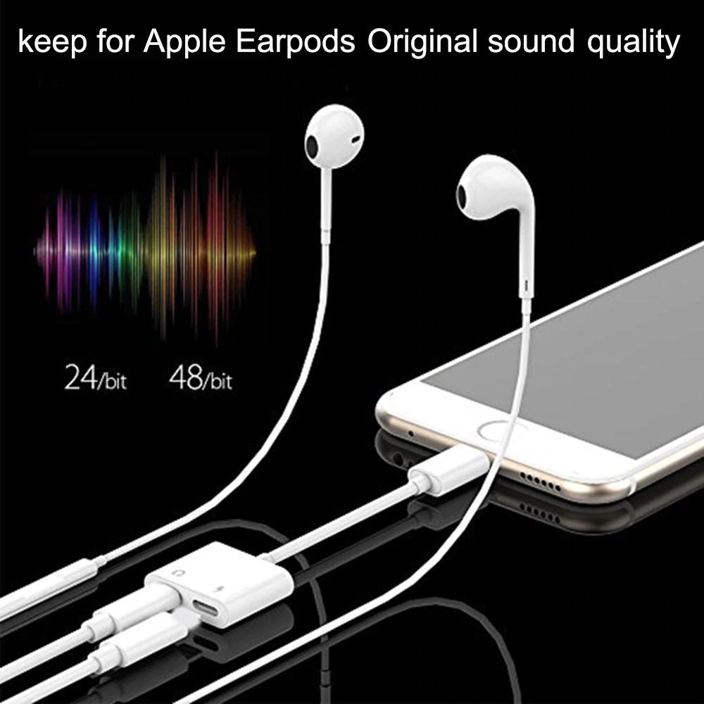 Cáp chuyển đổi 2 trong 1 hỗ trợ sạc và chuôi cắm tai nghe cho iPhone7 8 X