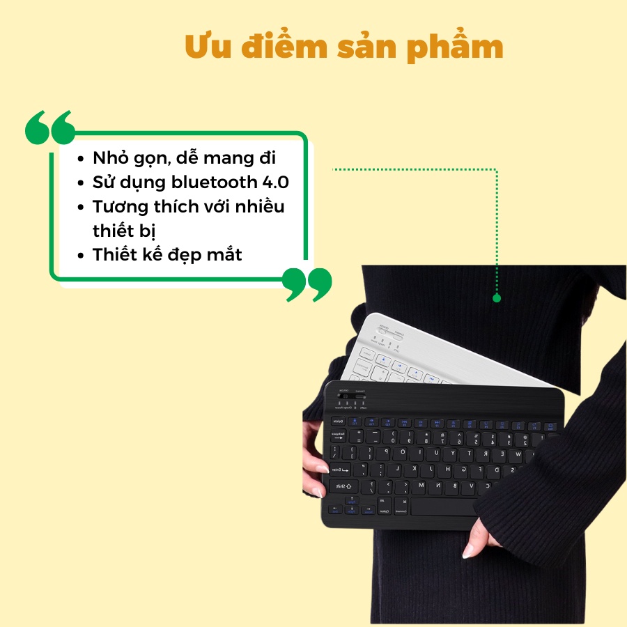 BÀN PHÍM BLUETOOTH KHÔNG DÂY CHO LAPTOP, ĐIỆN THOẠI, IPAD TIỆN LỢI