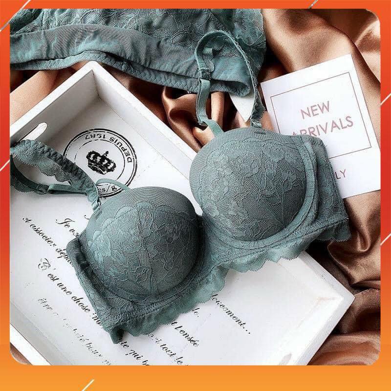 Set bộ đồ lót nữ bra ren hoa áo cup ngang có gọng, đệm mút, Mã B19820