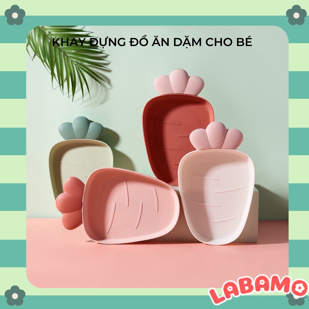 Khay đĩa đựng thức thực phẩm cho bé ăn dặm ngộ nghĩnh đáng yêu hình cà rốt, dâu tây LABAMO
