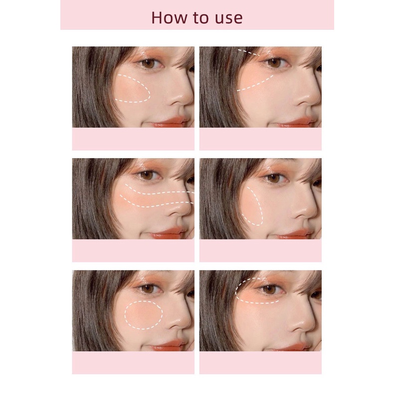 Bảng phấn má hồng HLLR 4 màu lì và ánh nhũ kết hợp trang điểm tự nhiên lâu trôi