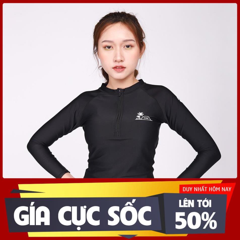 Áo Bơi Nữ Sobie Zipper Palm Black xịn | BigBuy360 - bigbuy360.vn