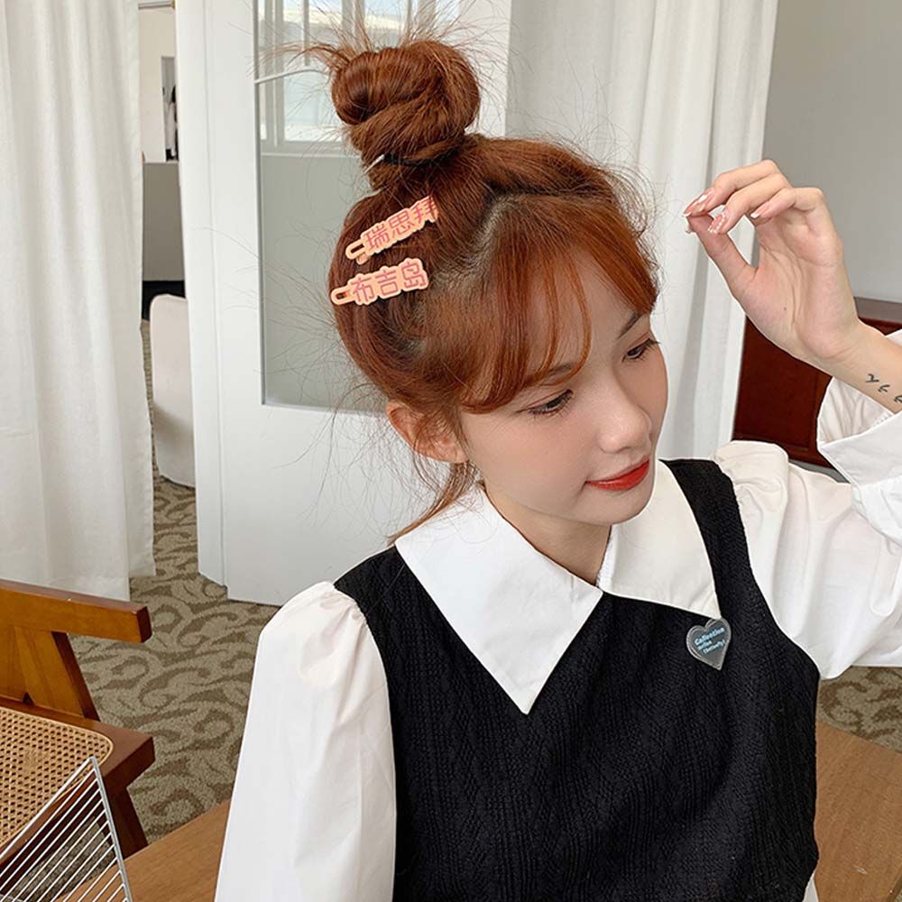 Kẹp tóc bằng nhựa resin màu kẹo hình học hoạt hình vui nhộn phong cách Hàn Quốc cho nữ