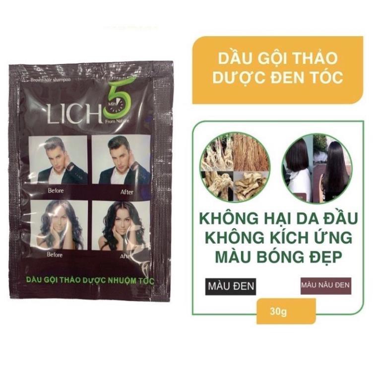 [MỘT GÓI] - Dầu gội thảo dược phủ bạc đen tóc sau 5 phút - Lich 5