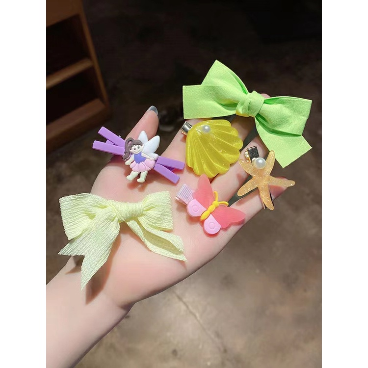 [14 Cái Set] Bộ Kẹp Tóc Trẻ Em | Kẹp Tóc Hình Vỏ Sò, Sao Biển, Cầu Vồng | Cô Gái Dễ Thương Kẹp Tóc Hoạt Hình