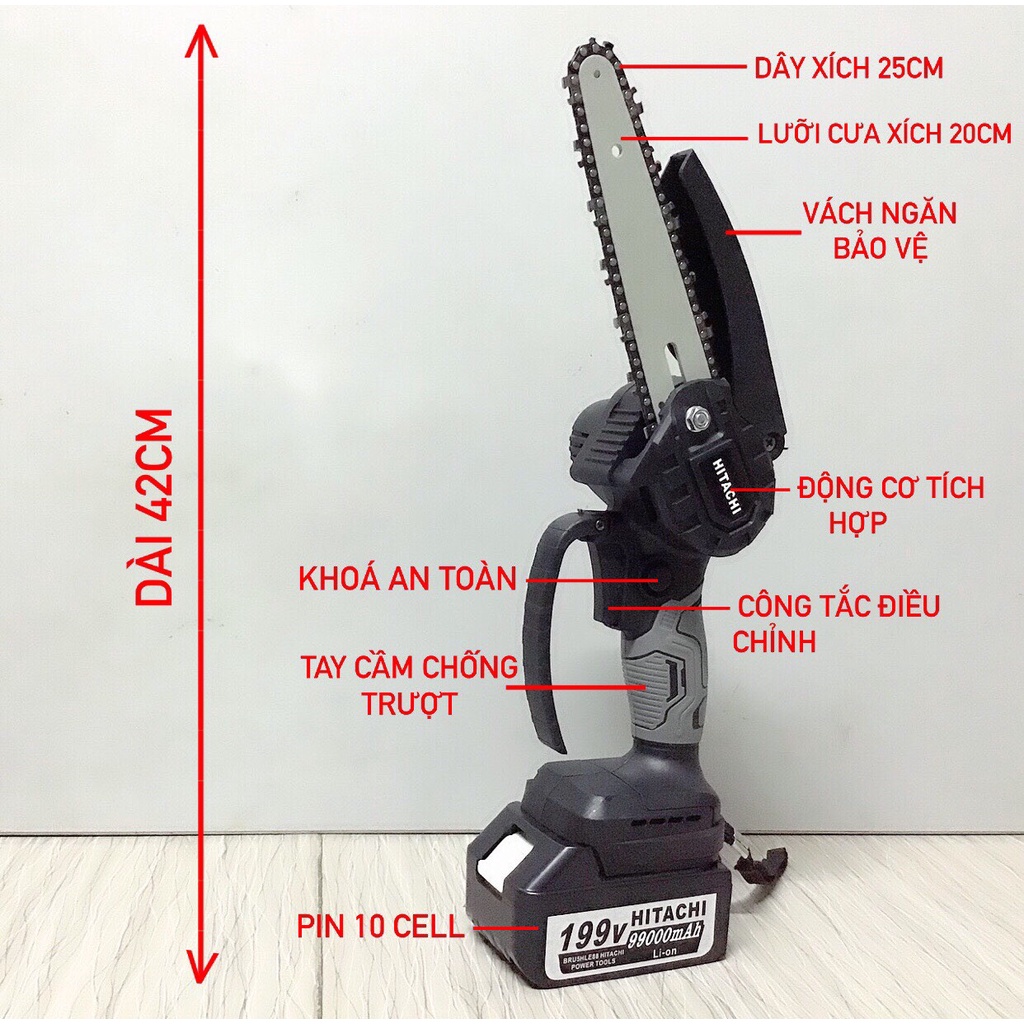 CƯA XÍCH PIN DÀI  CÔNG NGHỆ NHẬT BẢN