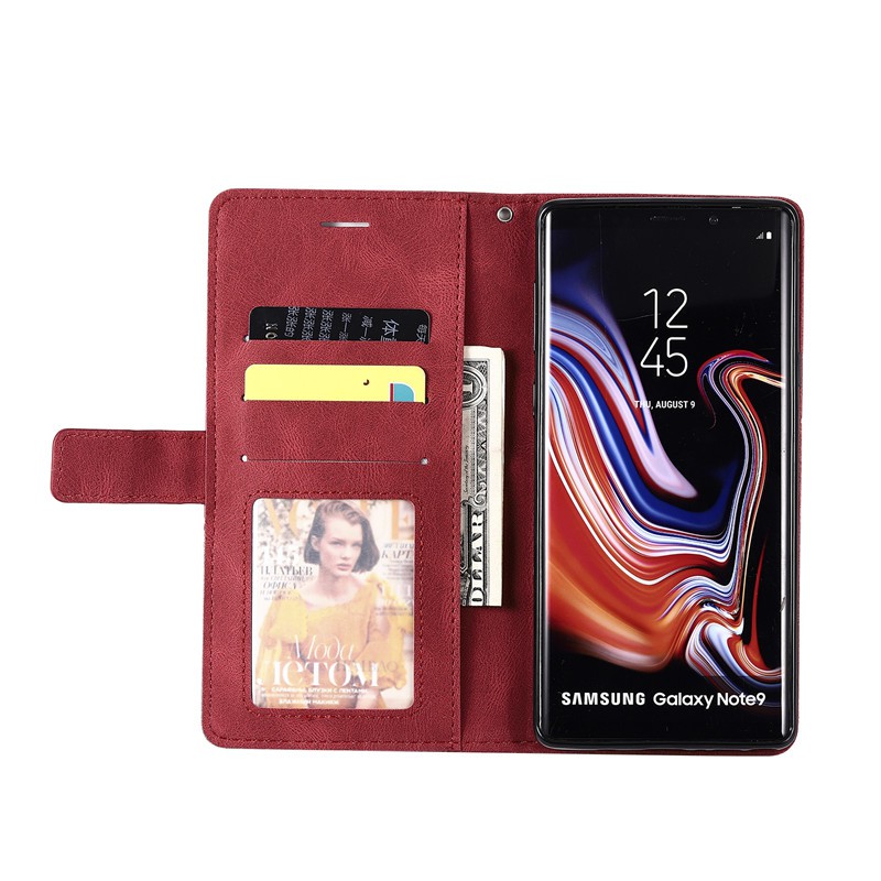 Bao da điện thoại dạng ví gập có ngăn đựng thẻ sang trọng cho Samsung Galaxy Note 9 Note 8 Note 10+ Note 10 Lite