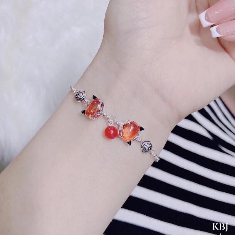 Bộ lắc tay lắc chân hồ ly bạc thái LINH MIU SILVER