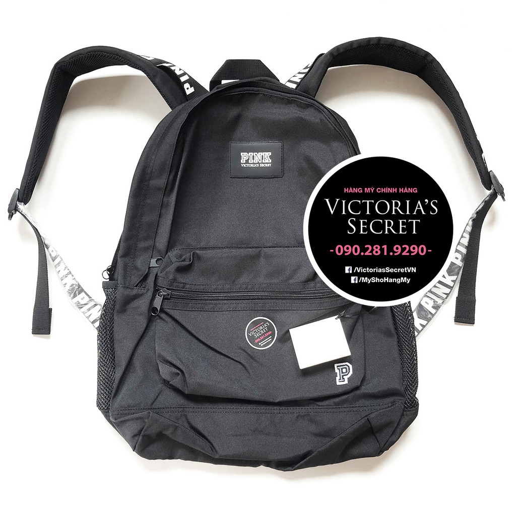 (Balo 07) Ba lô đen phối chữ trắng cá tính, 33x45cm - Hàng nhập Victoria's Secret USA