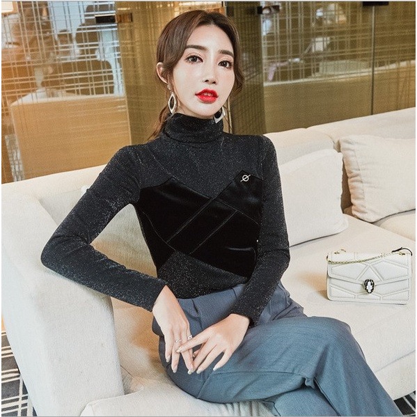 A68217 Áo nhung nữ lót nỉ  ấm ánh nhũ mặc mùa đông hàng nhập