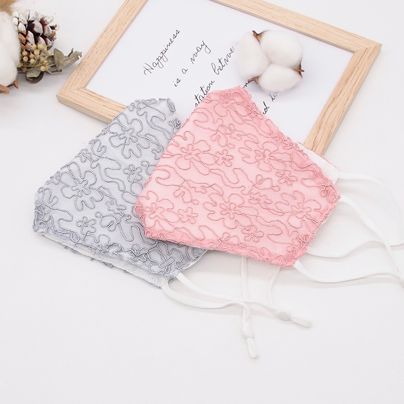 Khẩu Trang Ren Thêu Hoa Siêu Mỏng Thoáng Khí Chống Bụi Dành Cho Nữ