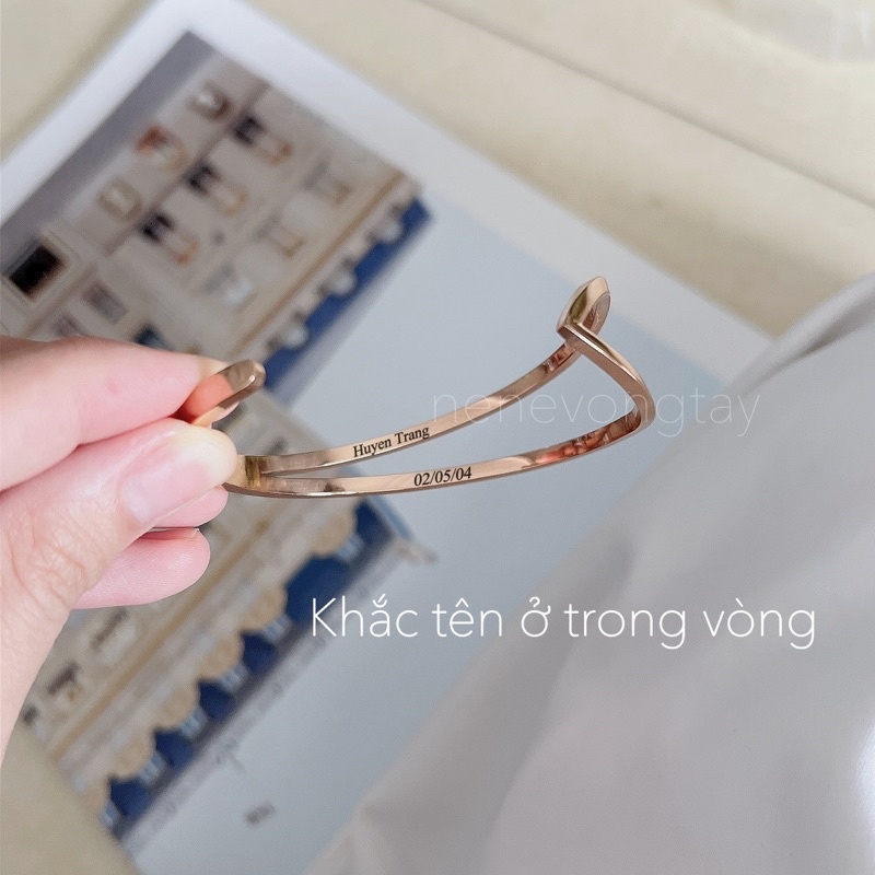 Vòng tay CK thép ko rỉ nam nữ có khắc tên (ver 2)