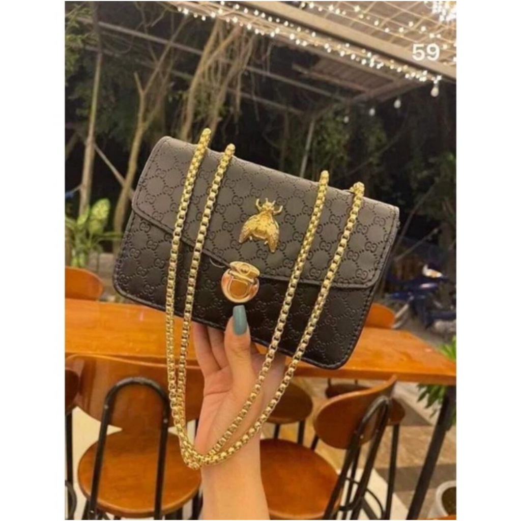 Túi xách nữ họa tiết con ong đeo chéo kẹp nách sang chảnh