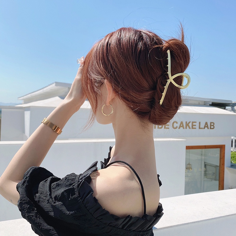 Kẹp Tóc Kim Loại Vàng Đơn Giản Thời Trang Hàn Quốc