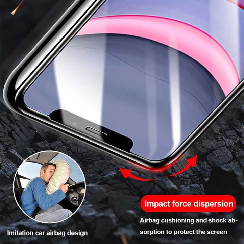 Ốp Điện Thoại Mặt Kính Viền Túi Khí Cho iPhone 12 13 14 Pro Max 11 Pro Max X XR XS Max 14 plus 6s 7 8 plus 12 13 mini