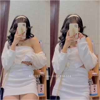 Bộ 3 món áo hai dây,khoác cadigan kèm chân váy body Siêu đẹp,Mặc đi chơi đi du lịch sang chảnh,Sexy(kèm video ảnh thật)