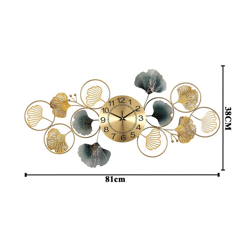 Đồng hồ cao cấp treo tường_trang trí nhà cửa_lá xanh_bảo hành 3 năm- mã 2118