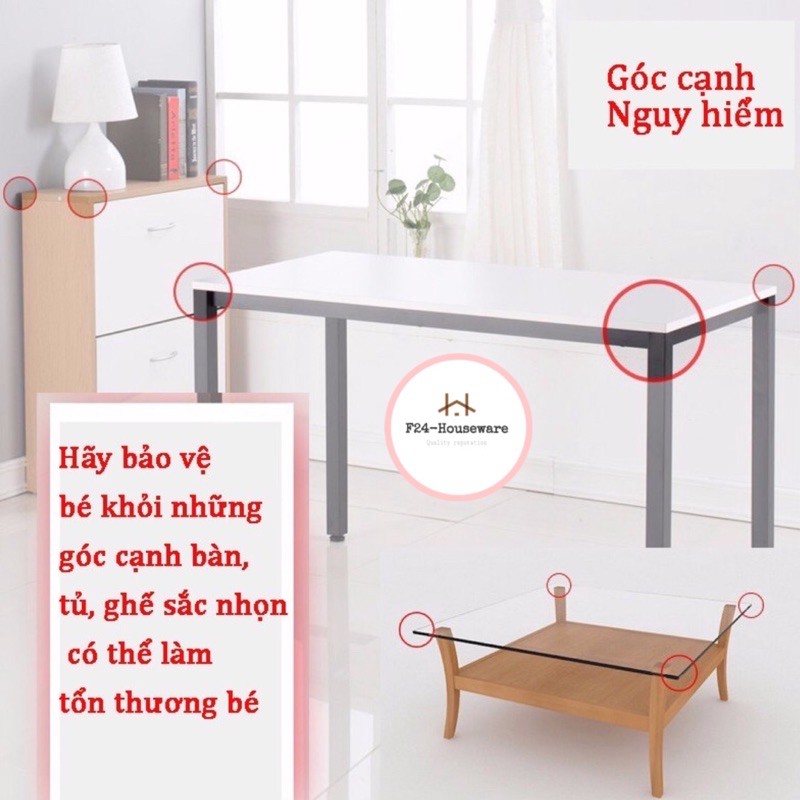 4 miếng bịt góc bàn kính bảo vệ cho bé, miếng bọc góc bàn an toàn cho bé, miếng bọc cạnh bàn silicon