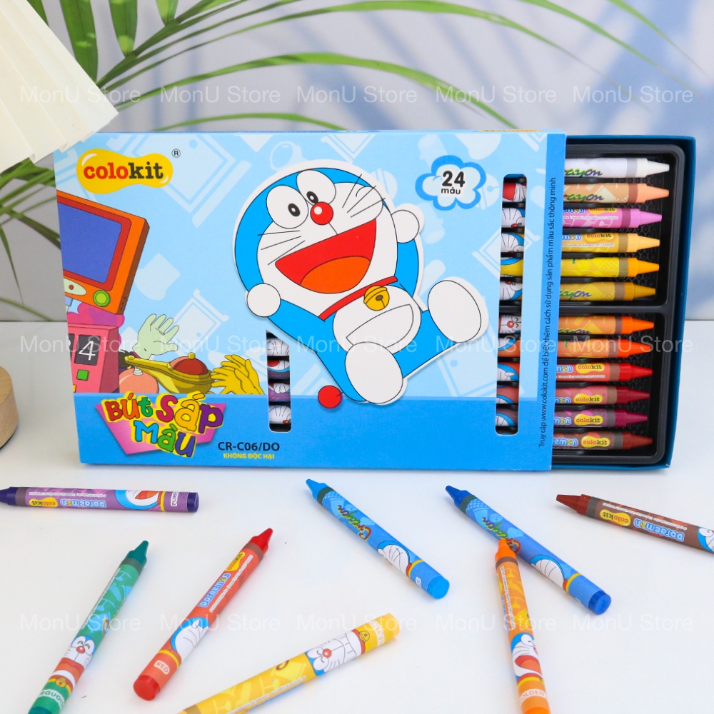 Bút sáp màu hộp 24 cây DORAEMON DOREMON dễ thương cute không độc hại MON0338 TooYoo