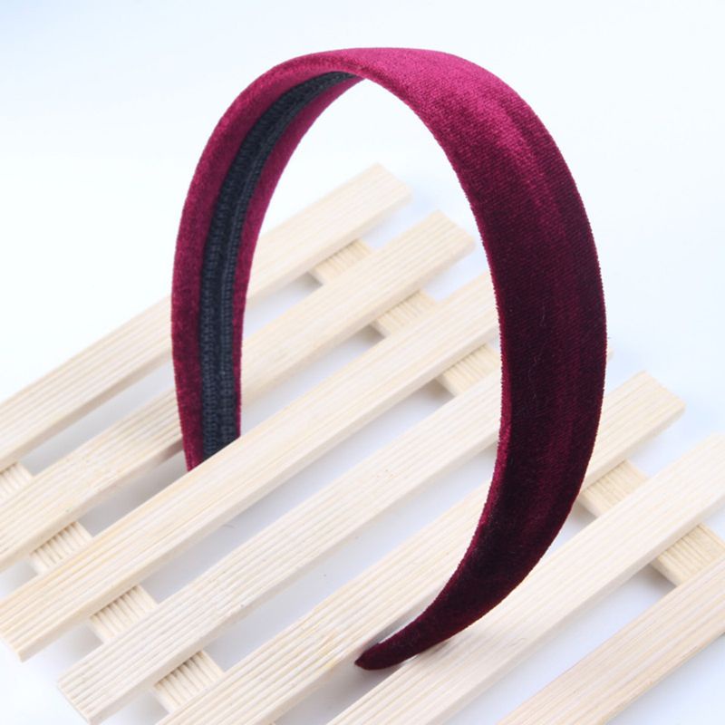 Băng Đô Vải Nhung Bản Rộng Màu Trơn Phong Cách Đơn Giản Cho Nữ