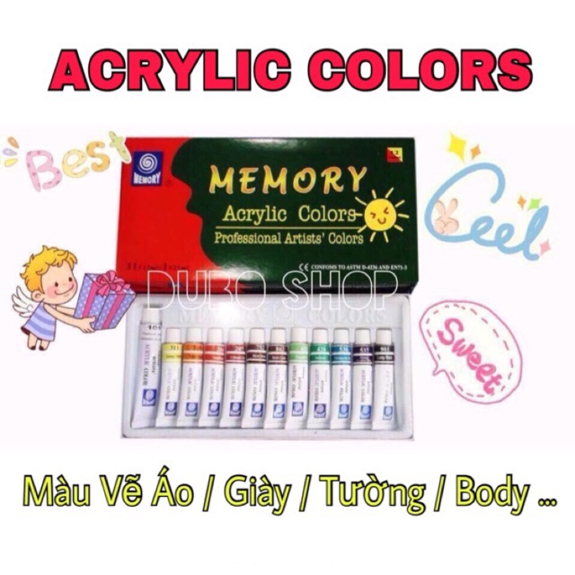 🎨SƠN VẼ ÁO,GIÀY,TƯỜNG,BODY…(Bộ 12 màu)