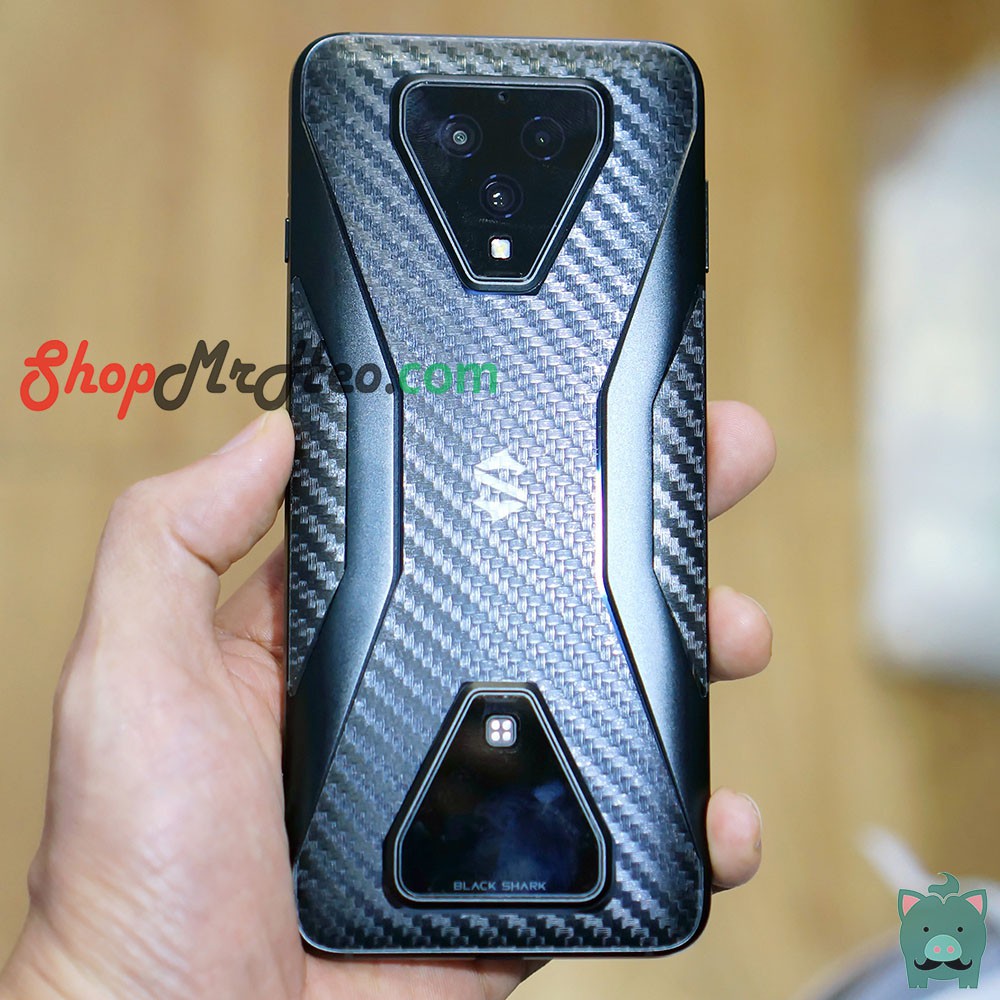 Skin Dán Mặt Sau Lưng Vân 3D BlackShark 3 - Black Shark 3 Pro - Blackshark 4 - BS 4 Pro - Carbon, Hình Hộp, Nhám, Vân Da