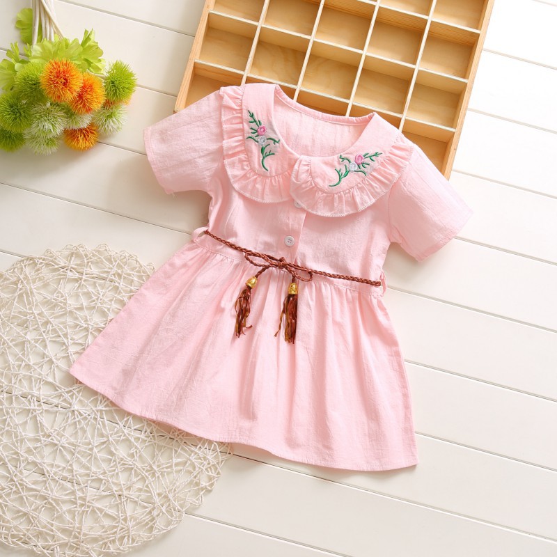 Đầm cổ búp bê thêu họa tiết cho bé