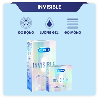 02 Hộp  Bao Cao Su Durex Invisible Extra Thin cực siêu mỏng + Durex Fetherlite siêu mỏng[Che tên sản phẩm]