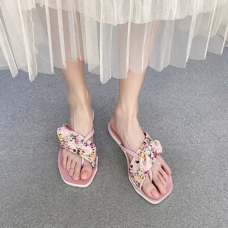 Dép Nữ Nhiều Màu Sắc Phong Cách Hàn Quốc, Quai Dép Viền Hoa Bằng Vải Xinh Xắn Dành Cho Các Bạn Nữ