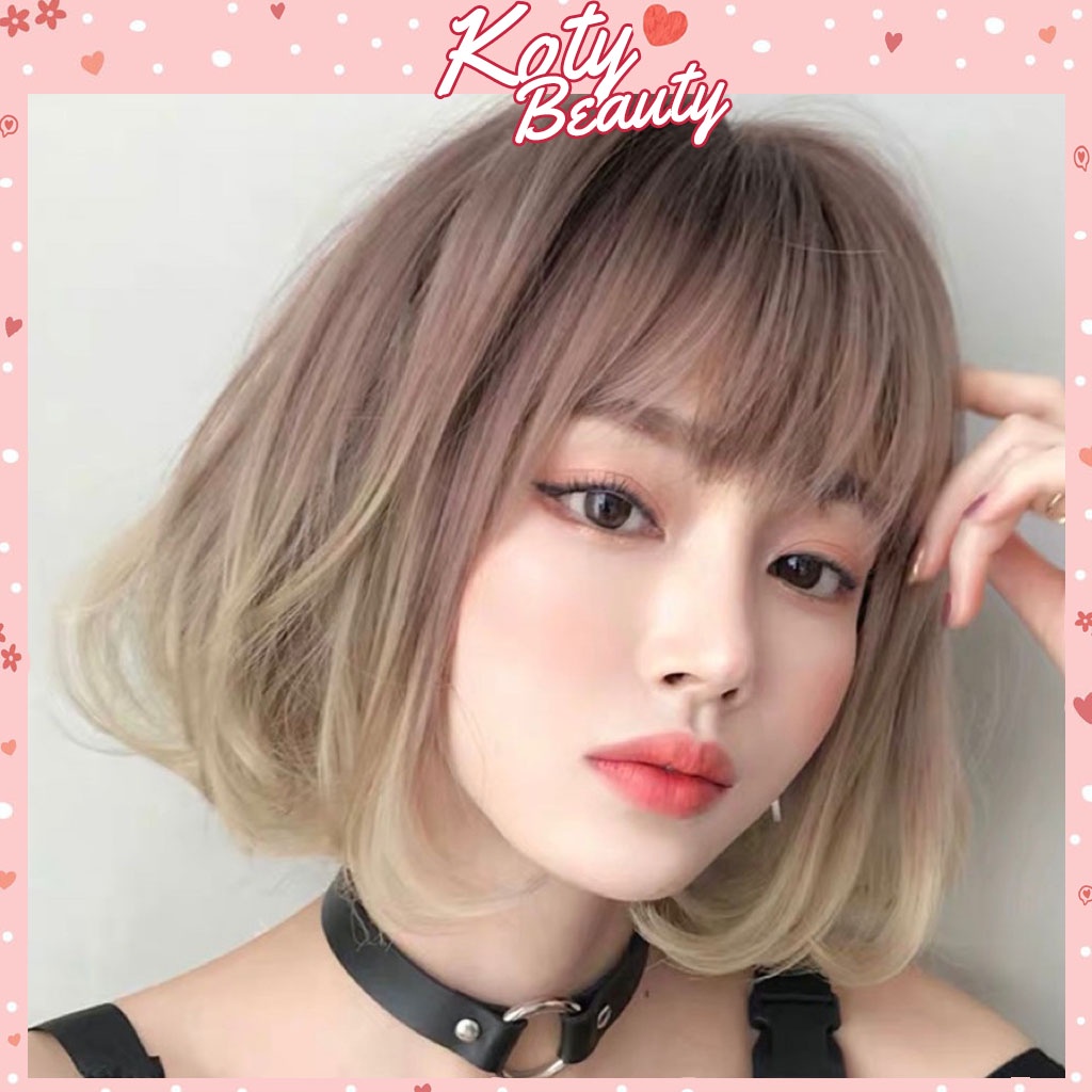 Tóc giả nguyên đầu tím đậm Ombre❤️KOTY BEAUTY❤️ tóc giả nữ cả đầu nhuộm tím TG58