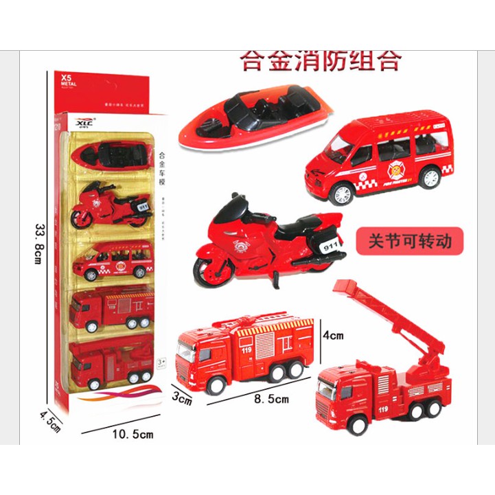 Set 5 ô tô chạy đà bằng hợp kim kết hợp nhựa