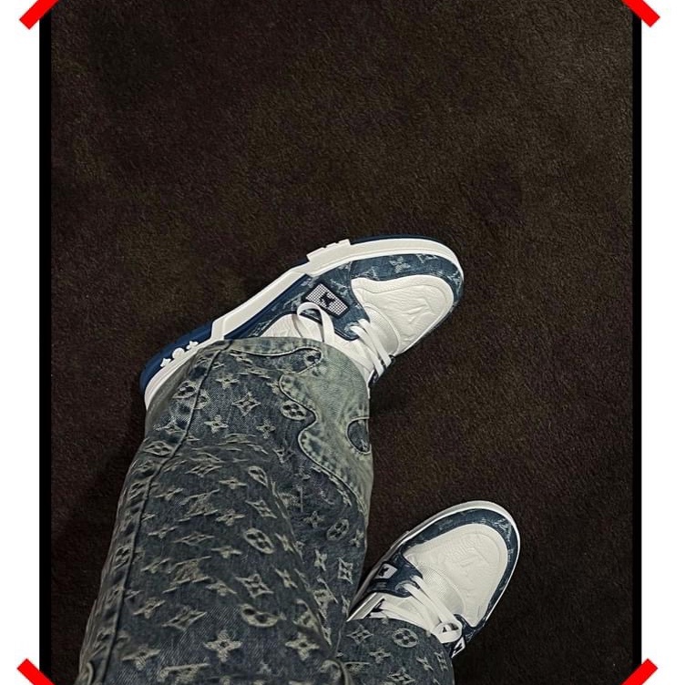 Giày sneaker LV in họa tiết luis vuitton các màu nam nữ, Giày thể thao in lv bản SC đế cao tôn dáng hót trend 2022