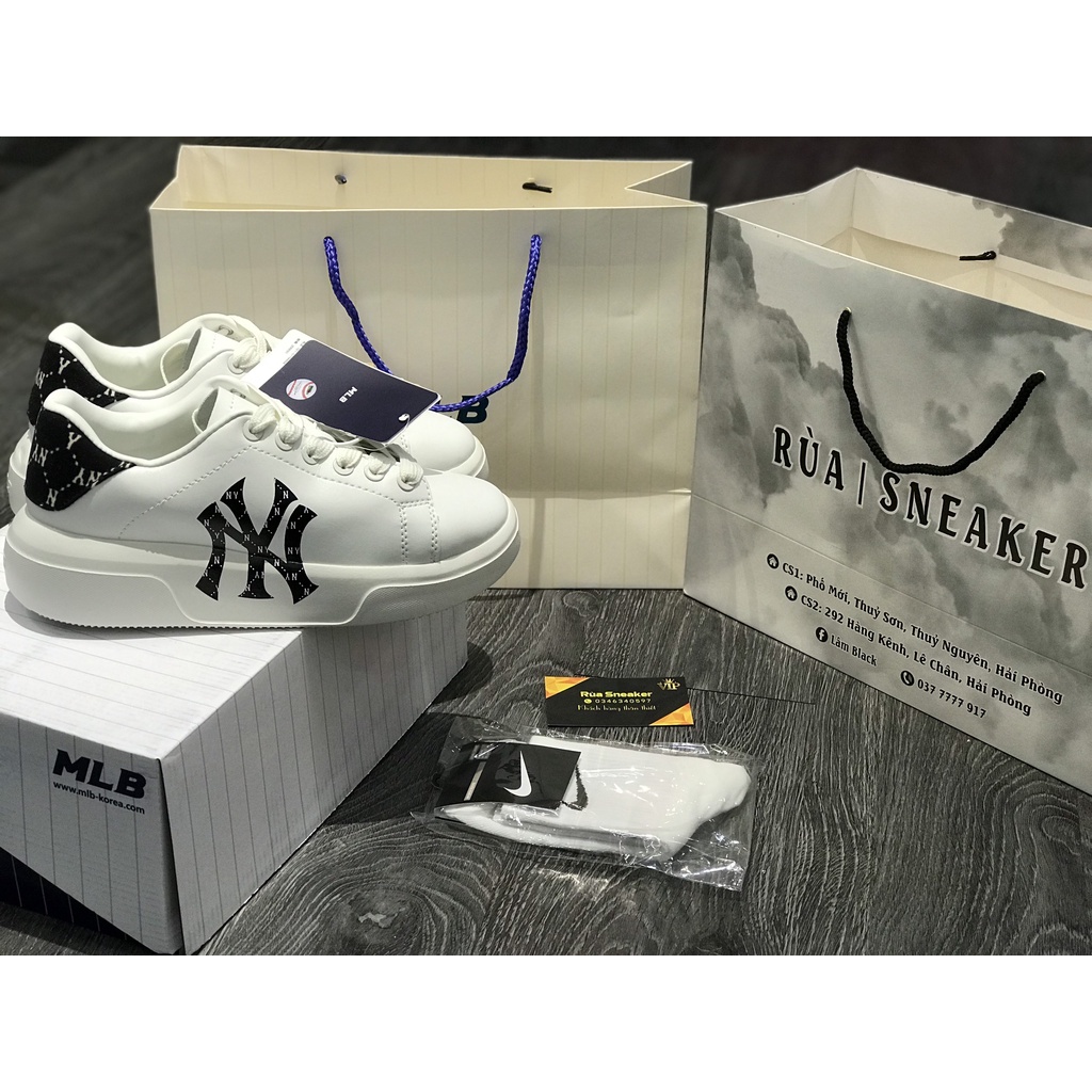 Siêu Phẩm Giày Thể Thao Sneaker M.L.B Classic New York Chữ Đen Siêu Hot Cao Cấp Ảnh Thật + freeship