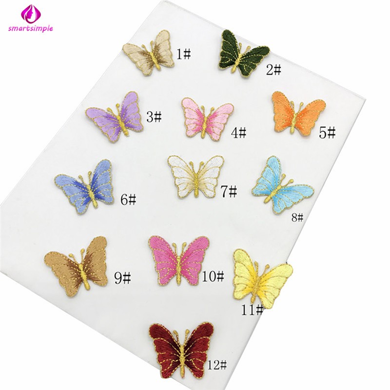SS 1PC Butterfly Embroidered Patches DIY Fabric Bag Clothes Applique Sew Badge Craft