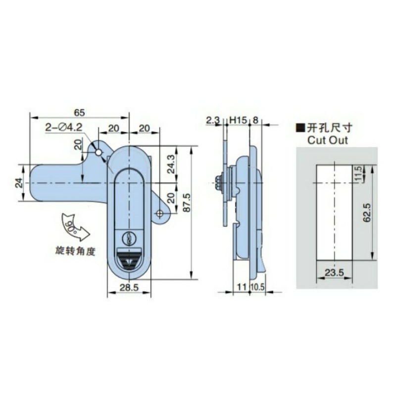 KHÓA BẤM GẠT TỦ AB301-3-1- KHÓA BẬT CỬA TỦ ĐIỆN AB301-3-1